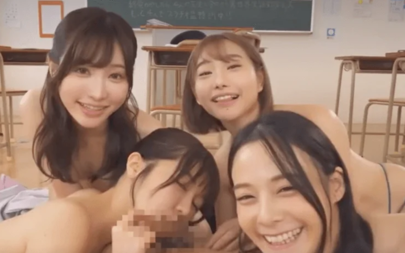 【三葉ちはる・吉高寧々・天使もえ・茉城まみ】貧乳ロリ系スレンダー美少女女子校生たちとベロチューや手コキフェラ+セックス